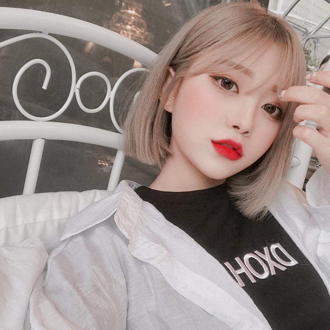 Wig Woman Short Hair Handsome air tide golden tapered Bobo Popo head European and American Wind Breeze Sea Mesh Red New Wig