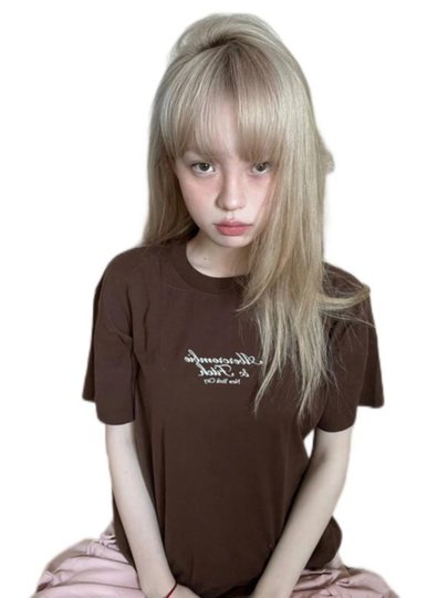 Wig for Women, Long Straight Hair, Girl Group Jk, Pearl Beige, Natural and Sweet, Lolita Air Bangs, Long Straight Hair, Full Wig
