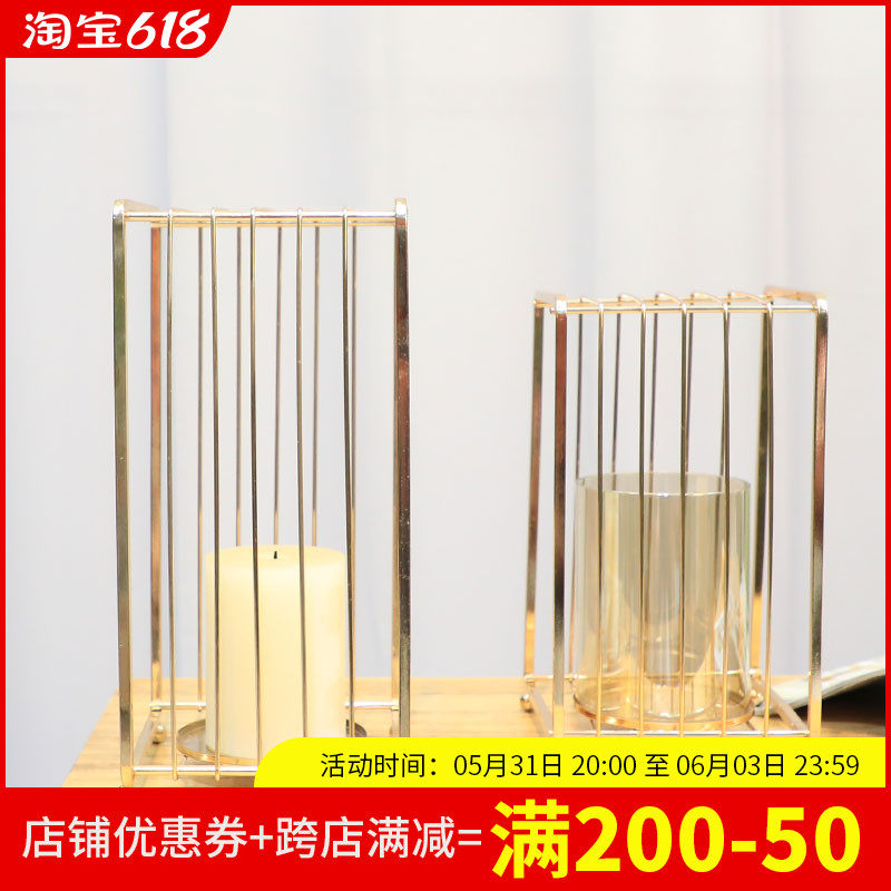 Nordic Fashion Light Extravagant Metal Frame candleholder Pendulum Fitting Interplate Genguan Cabinet Adornment Plated Gold Brief