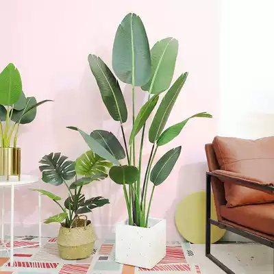 Nordic simulation traveler banana ornaments large clothing store potted green plant birds of paradise green living room decoration