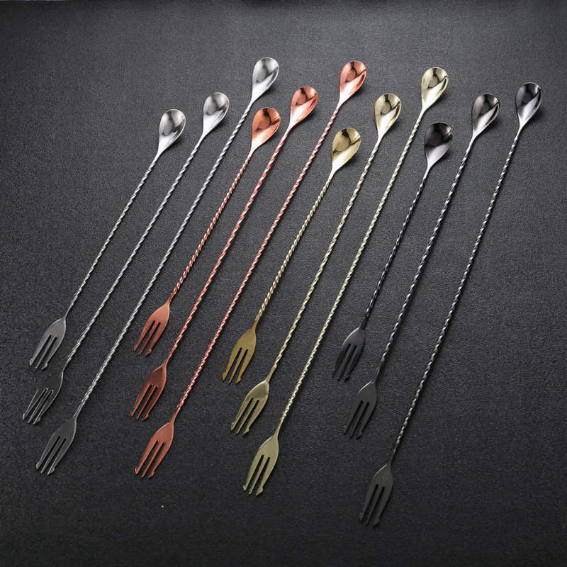 Stainless steel long bar spoon 26cm32cm Stir Stick cocktail Wine Bar Coffee Milk Tea Stir Spoon Bar spoonful