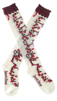 lolita thigh-high socks rose cotton socks mid-calf socks Cute soft girl thigh-high socks