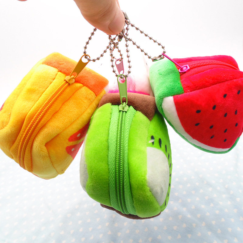 Cute Children's Day gift money bag creative plush three-dimensional triangle fruit coin purse Coin bag Key bag