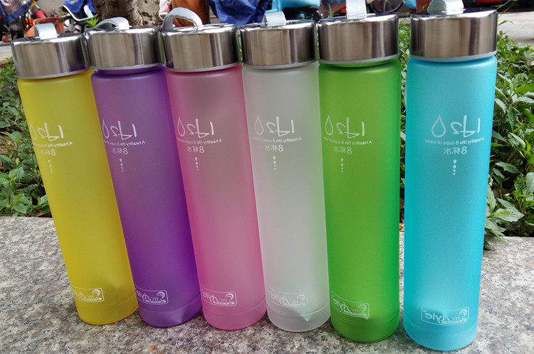 South Korea slender water cup Plastic creative straight cup Mini small water cup portable accompanying cup small fresh with lifting rope