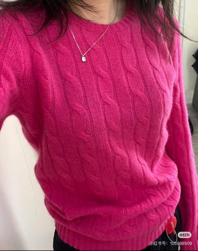 In Stock^Lao Brand Women's Classic Cable Knit Round Neck Pure Cashmere Sweater