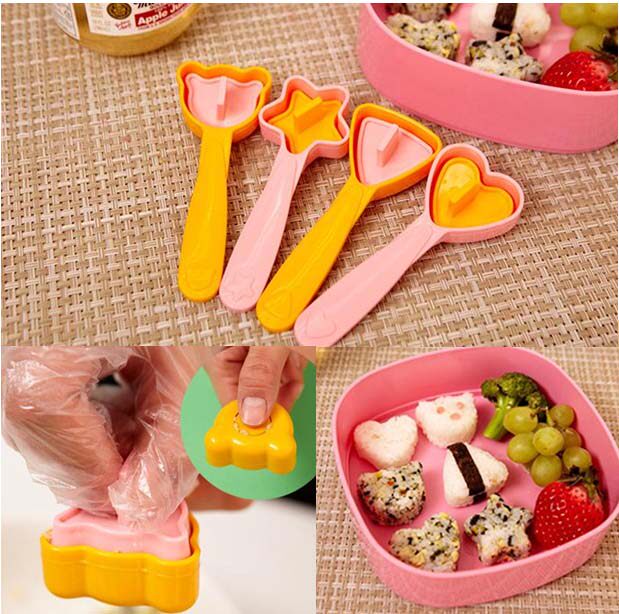 Korean Kitchen Children Cartoon Food Press Meal Molds Food ShiDIY Long Handle Heart-shaped Dining MOLDS