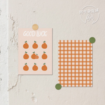 Agan grocery store) welfare full of small orange peach card Korean INS Wind hand-painted illustration