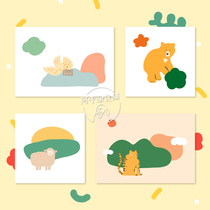 Agan grocery store) ins bear cute animal greeting card postcard gentle color matching literary wall decoration