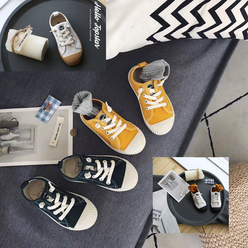 Children's Korean version canvas shoes casual shoes male and female baby all-match soft bottom elastic belt student shoes non-slip slip-on shoes