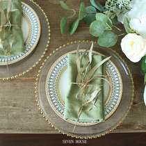  Wedding decoration napkin Avocado green outdoor dining party floral arrangement Western restaurant cafe food decoration