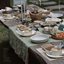  Summer Dragon Boat Festival avocado green tablecloth Outdoor dinner party wedding photo background cloth Food photography background napkin