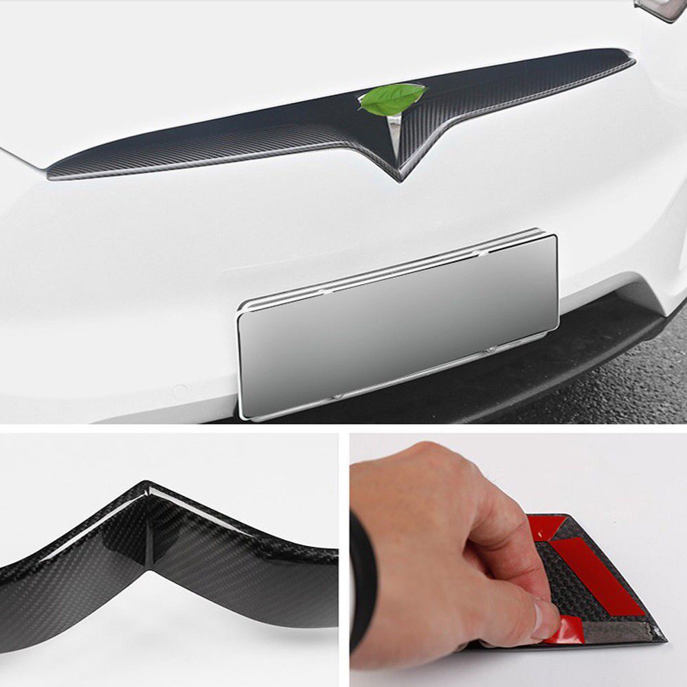 Suitable for 16-18 Tesla modelX front lip in mesh strip frame carbon fiber midnet grid bright strip-Taobao