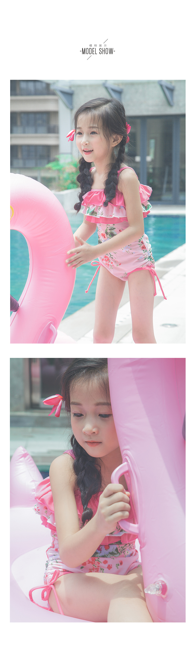 Cô gái một mảnh áo tắm cha mẹ và con trẻ em Hàn Quốc màu hồng hoa mặc bikini áo tắm sinh viên set đồ bơi bé trai caio cấp