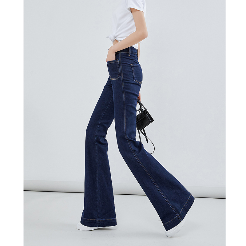 Faesslin Tall [American Vtg] High-Waisted Extended Flared Pants Retro Slim-Fit Bootcut Jeans