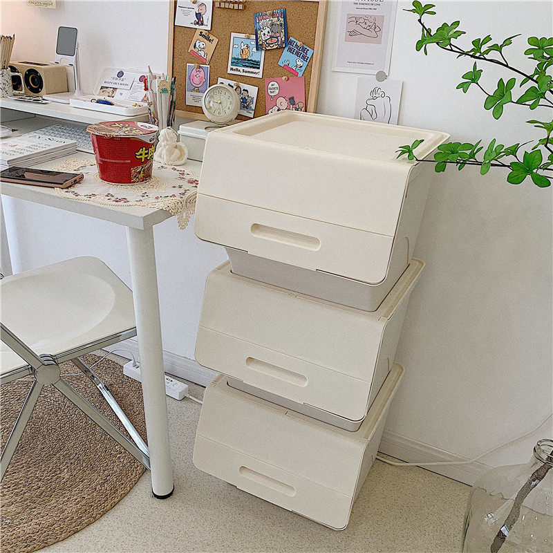 * beautiful little aunt * ins minimalist white clamshell snack containing box student dorm room with superimposed finishing box