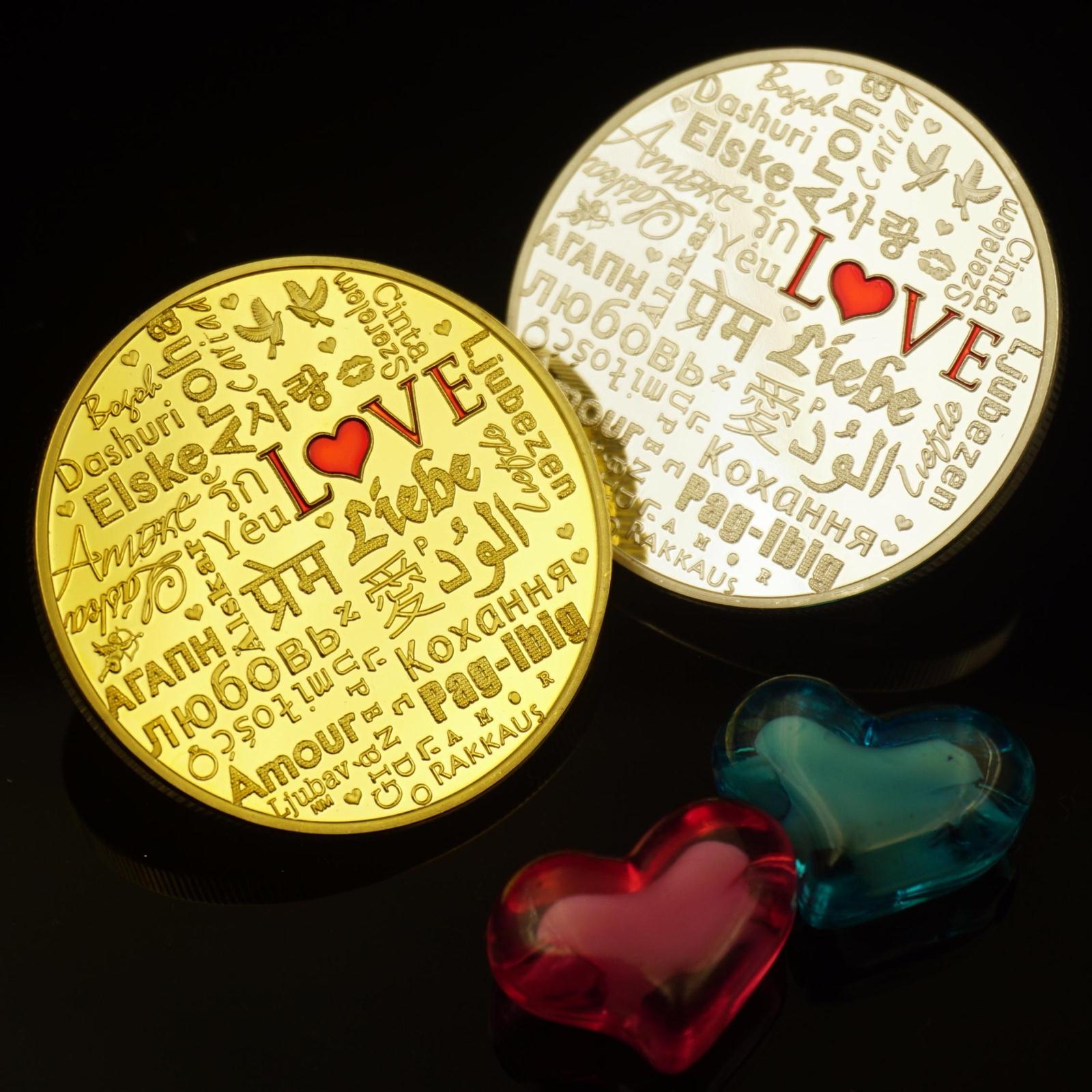 Set Valentine Gift Gold and Silver Coin Sexual Coin Love Coin Love Coin Love Coin Love Wedding Coin