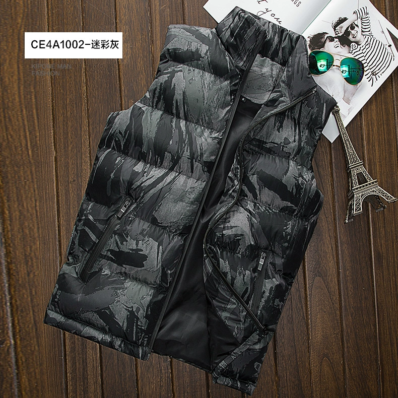 Cờ vua mùa thu và mùa đông dày vest xuống áo khoác cotton vest vest nam ấm tay áo vest áo vest nam tuổi 50