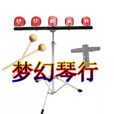 Five-tone wooden fish troupe 5-tone wooden fish five groups of wooden fish folk instrument multi-tone wooden fish with bracket to send drum key