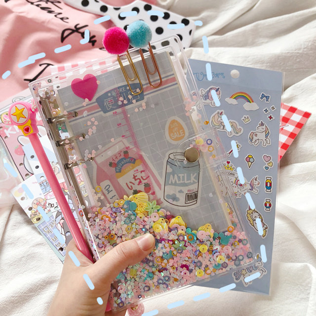 Korea ins creative net red Koni Rabbit Quicksand hand ledger loose-leaf a6 grid book set girl cute