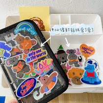 Korean laser bear no trace tear decorative sticker cute laser hand account diary sticker