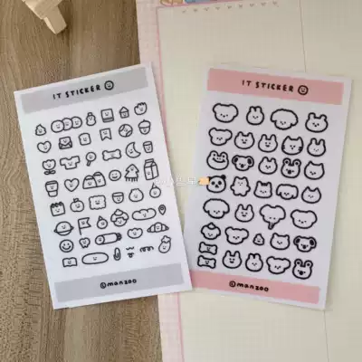 INS Cute Korean transparent cartoon hand drawn pink animal stickers hand account pet stickers