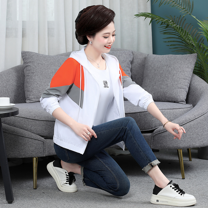 Spring Fashion Mom Double-Layer Jacket Sweatshirt Internet Celebrity Hooded Color-Blocking Loose Zipper Sporty Stylish Cardigan Jacket Spring Fashion Mom Double-Layer Jacket Sweatshirt Internet Celebrity Hooded Color-Blocking Loose Zipper Sporty Stylish Cardigan Jacket