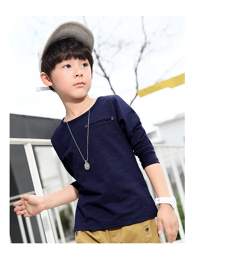 Bé trai áo thun dài tay mùa thu đông trẻ em cộng với áo nhung đáy quần bé trai cotton lớn bé thân hình thủy triều áo phông cộc tay bé gái