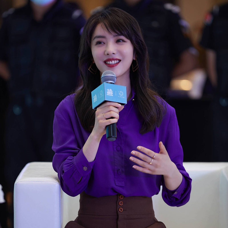 Cai Wenjing Celebrity Style Purple Shirt for Women, 2026 Spring and Summer New Elegant Long-Sleeve Top Blouse Jacket