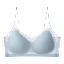 Seamless spaghetti strap underwear for women summer season thin ice silk all-in-one bra pad tube top small chest push-up beautiful back bra
