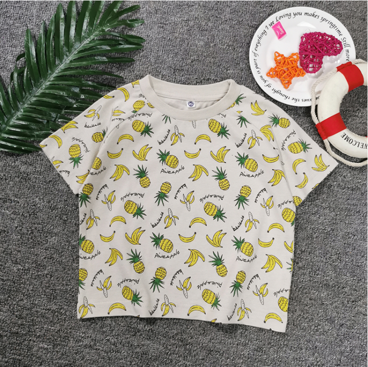 300317 foreign trade day list new summer children's short-sleeved full-print watermark fruit pattern casual short-sleeved T-shirt