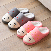 Autumn and winter cotton slippers female couple half-bag with indoor non-slip warm moon shoes home winter fur slippers