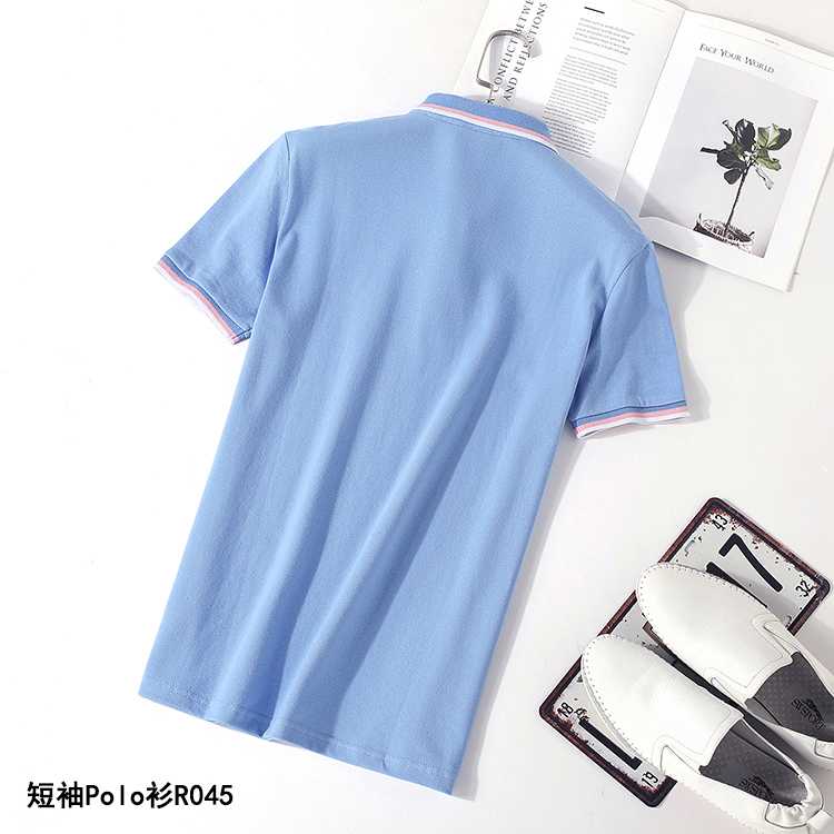 Đồng bộ mới 2019 hè nam áo thun ngắn tay cotton co giãn nam màu trơn áo thun ngắn tay R045 - Polo t shirt golf