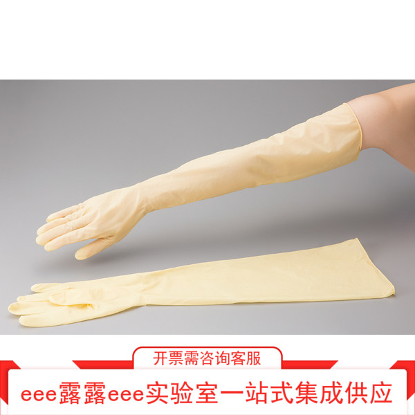 实验室 无粉超长袖乳胶手套 压纹 双重氯化 左右区分 长600mm