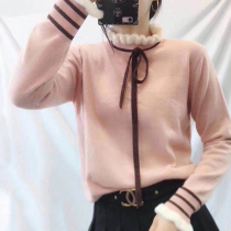 Amasch new womens clothing 2021 autumn and winter new ear-edged half-high neck cashmere sweater base shirt