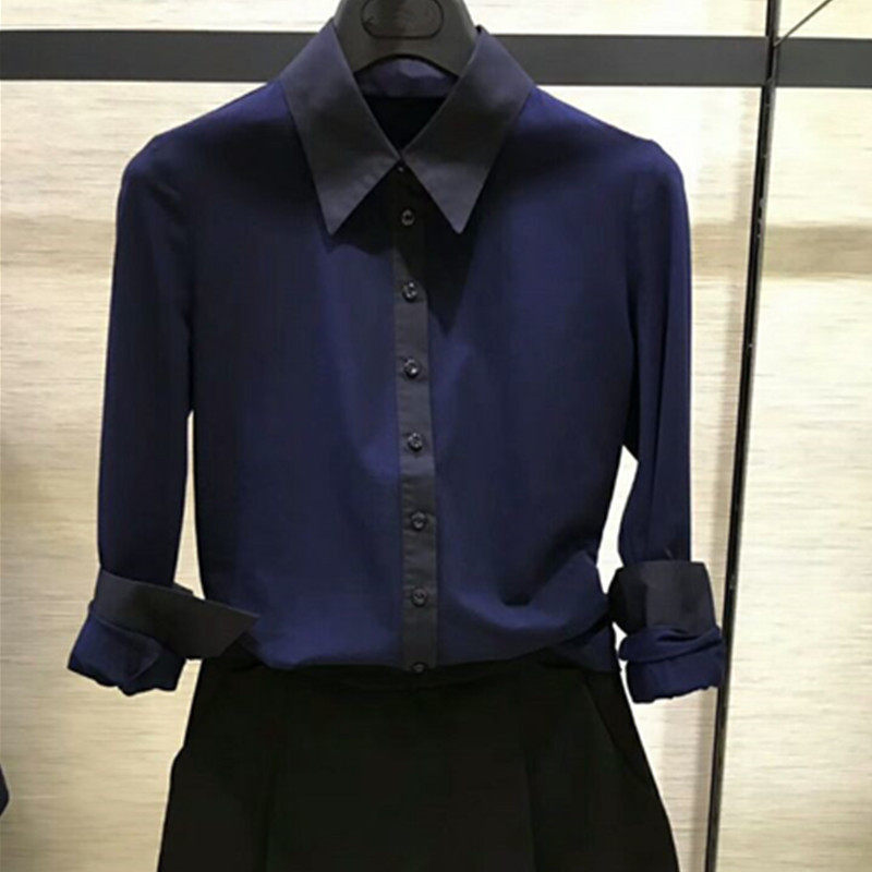 2022 Brother New Shirt Spring Women's Clothing Brand Official Online Special Cabinet Leanthin Elastic Long Sleeve Shirt