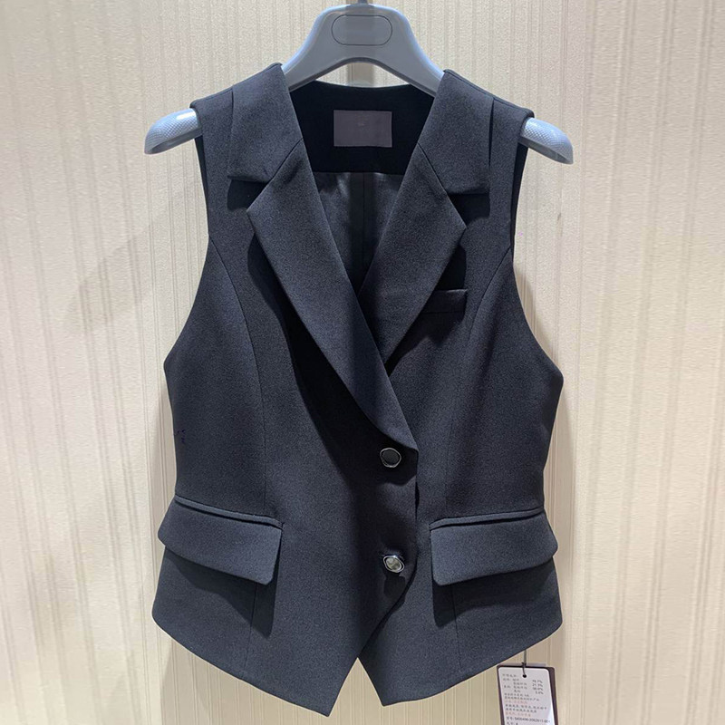 Brother's new official website 2022 spring sleeveless casual black suit for manicure waistcoat female outlap woman