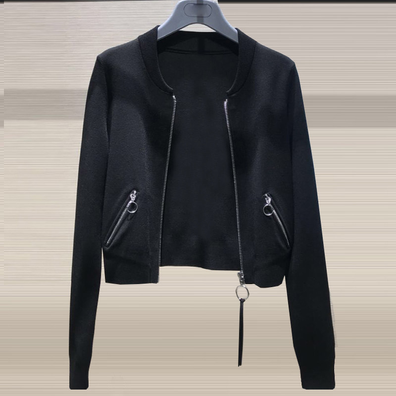 Pingbrother New Women's Website Features Clothes 2023 Spring Short Cover Zipper Knitted Sweater Jacket