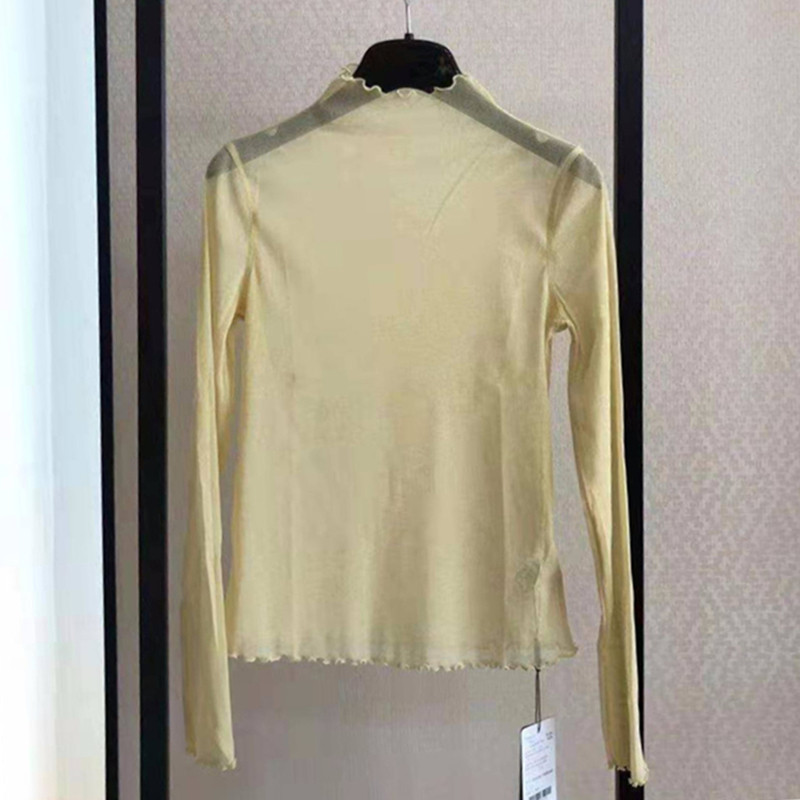 Brother's new 2022 Spring special cabinet Perspectives semi-high neckline gauze blouse T-shirt with long sleeves T-shirt
