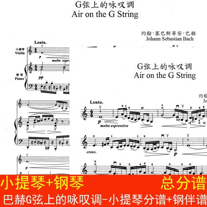 G弦上的咏叹调,巴赫经典重现:小提琴分谱+钢琴伴奏谱,你心动了吗?🎶🎻-影视-淘宝好物网