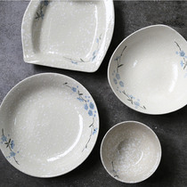 Clearance picking up leaks Japanese snowflake porcelain kitchen utensils Hand-painted plate Ceramic plate Vegetable plate Vegetable plate Household
