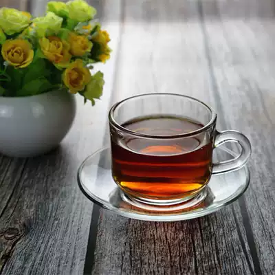 Clearance micro-defect European-style glass flower tea cup and saucer 200 coffee set cup Tea cup Afternoon English coffee cup