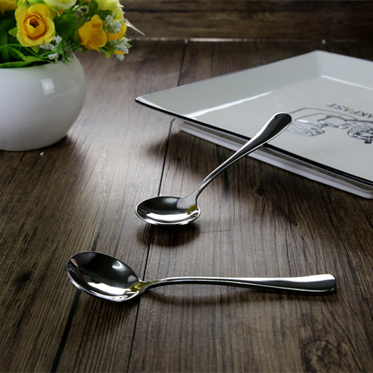 Western Dining Cutlery Stainless Steel Small Round More Dessert Spoon Sweet Spoon Small Tablespoon 