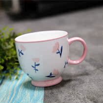 Large Capacity Hand-painted Ceramic Breakfast Cup Oat Milk Cup Mark Cup Cute Teenage Girl Style Yogurt Cup 480ml
