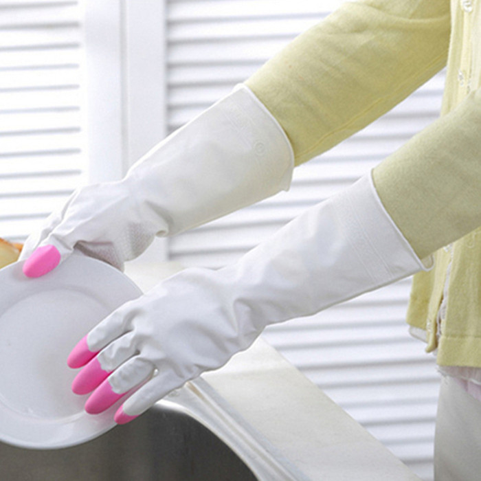 Dishwashing gloves women plastic kitchen single rubber washing clothesrubber latex housework brush dishwashing bowl waterproof gloves