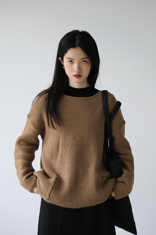 3Rd Rws Wool Pocket Jumper Spring and Autumn New Alpaca Wool Chunky Knit Pocket Sweater for Women