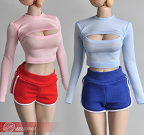 1 6 soldier model accessories clothes 12 inch tbl plastic-coated female plain body ph open-breasted T-shirt short bottoming top
