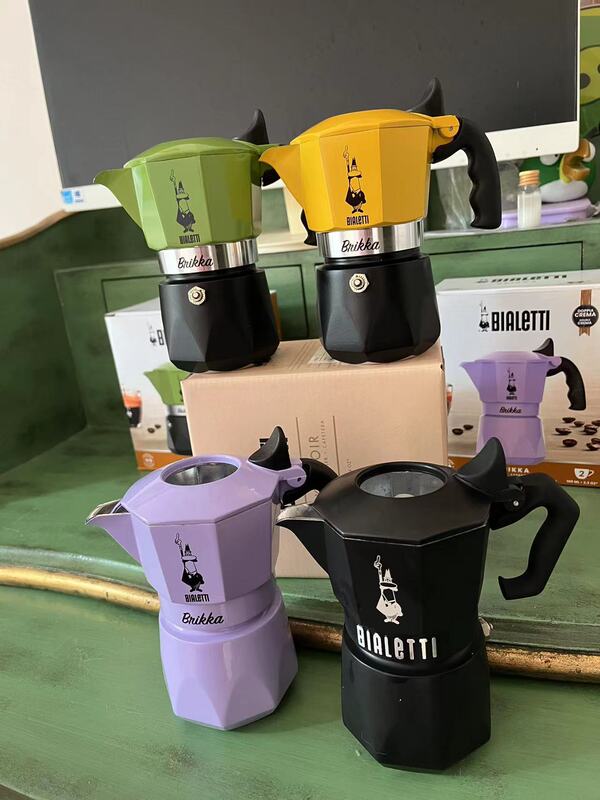 Colorful Bialetti Brikka Italian Double-Valve Moka Pot High-Pressure Espresso Coffee Maker