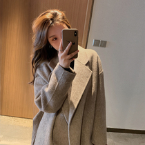 2021 new autumn and winter double-sided cashmere coat womens long wool high-end woolen coat thickened Woolen