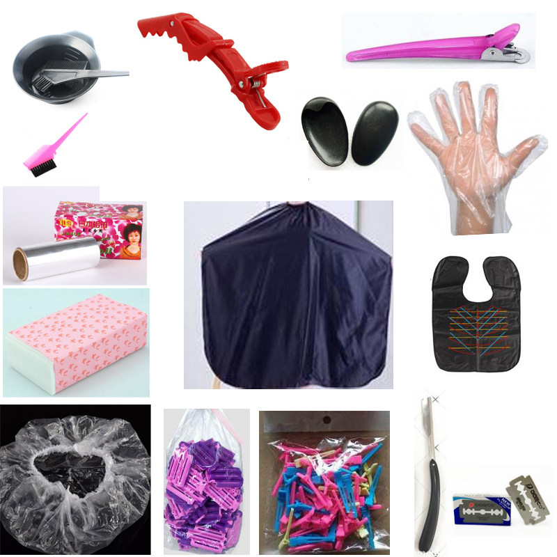 Barbershop Supplies Hairdressing Tools Hair Cutting and Dyeing Cloth Dyeing Brush Shawl Tin Foil Perm Paper Rubber Band Earmuffs