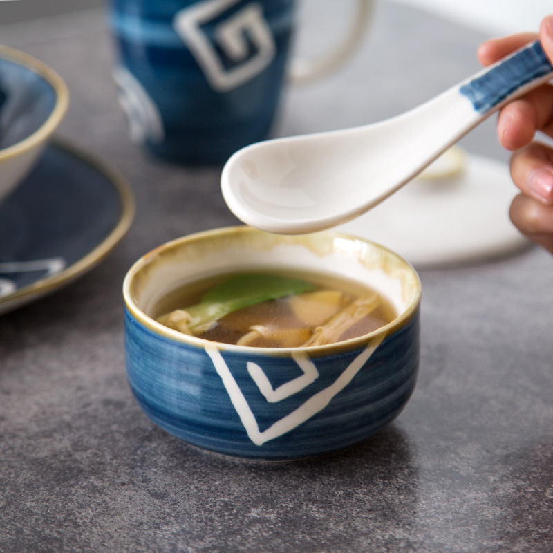Jian Lin creative Japanese hand - made restoring ancient ways with cover porringer braise cup bowl hand - made ceramic dessert bowls bird 's nest dishes